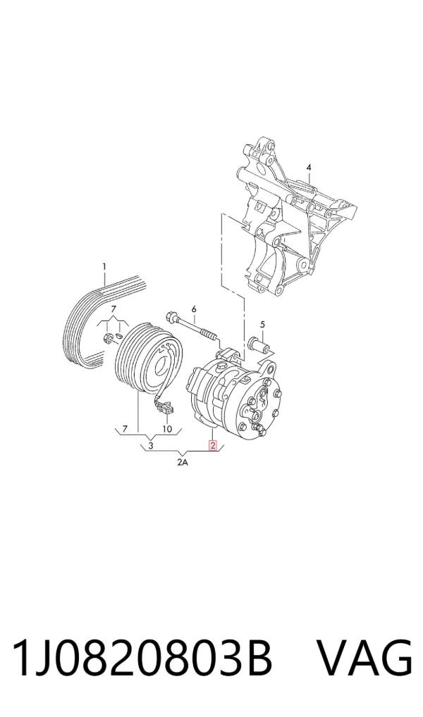Compresor de aire acondicionado 1J0820803B VAG