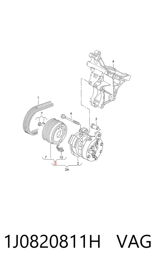 Polea del compresor de aire acondicionado 1J0820811H VAG
