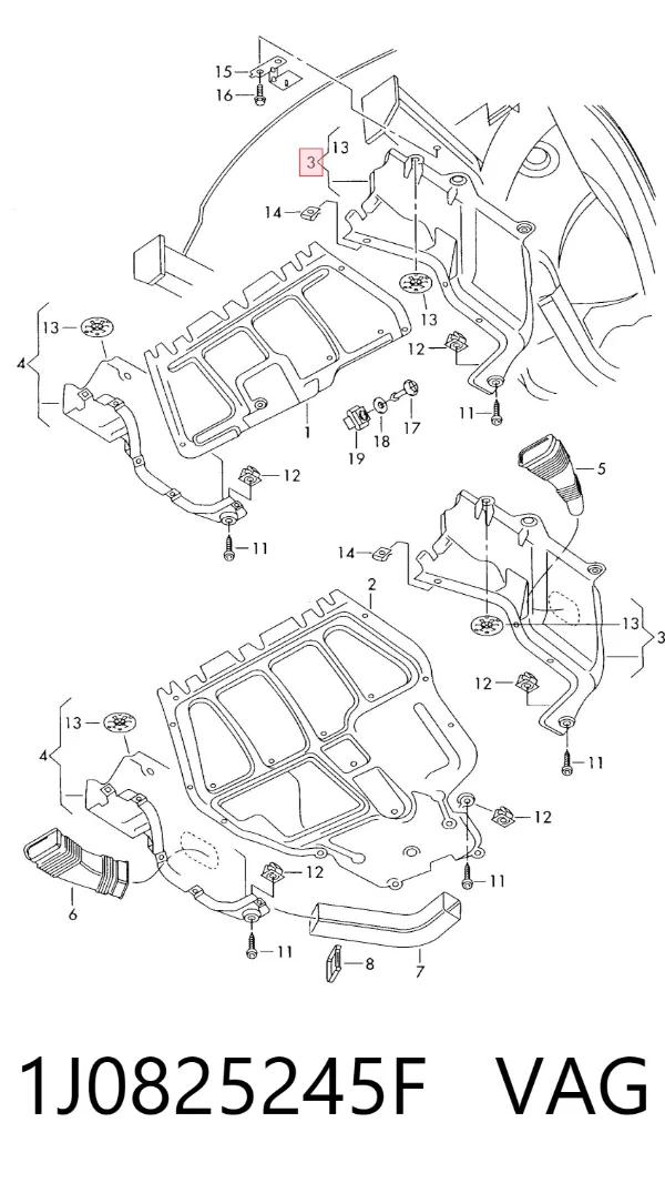 Protección izquierda del motor 1J0825245F VAG
