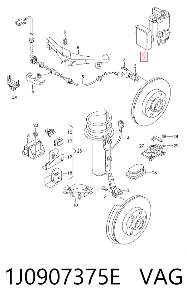 Módulo ABS 1J0907375E VAG