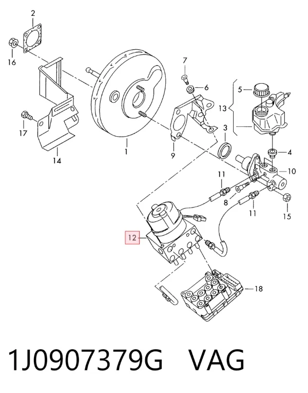 Módulo ABS 1J0907379G VAG