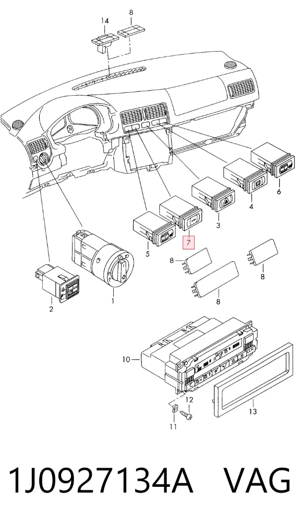 Botón de desactivación ESP 1J0927134A VAG