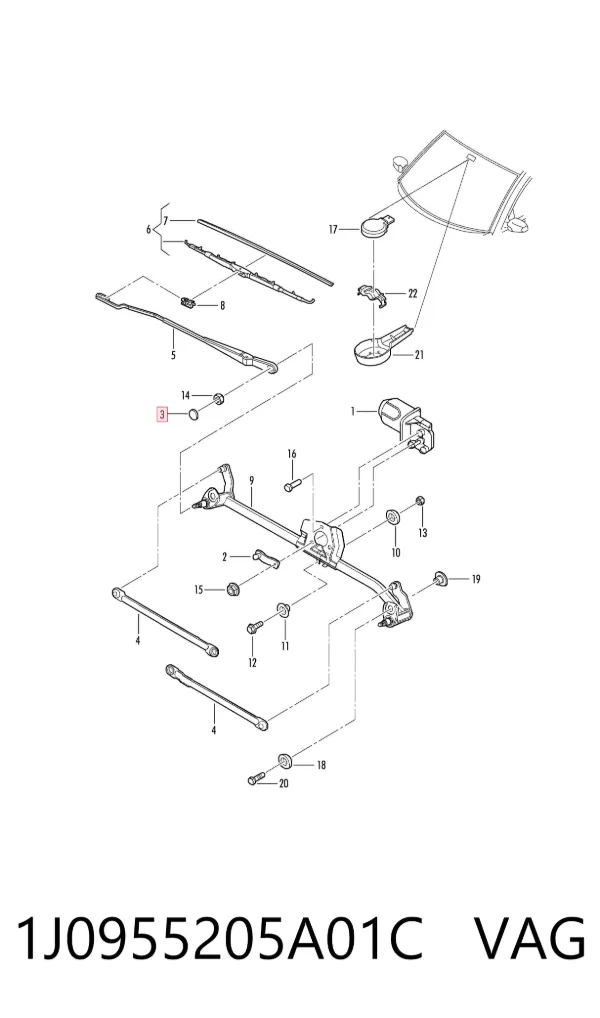 Tapa de la tuerca de fijación del brazo del limpiaparabrisas delantero 1J0955205A01C VAG