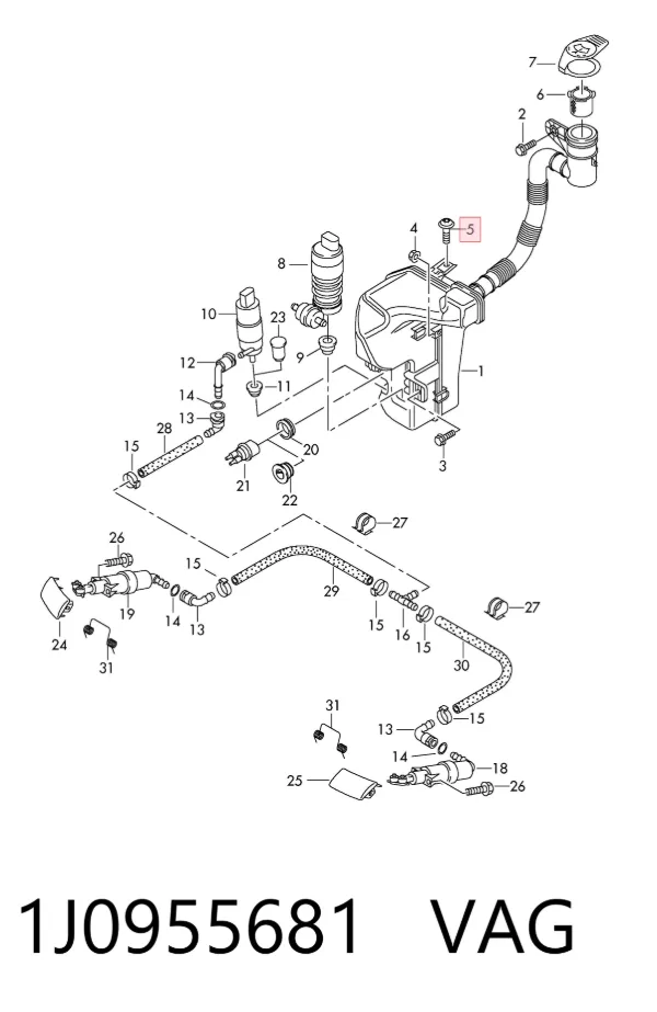 Bomba-motor de lavafaros 1J0955681 VAG