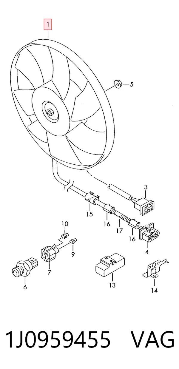Ventilador del motor 1J0959455 VAG