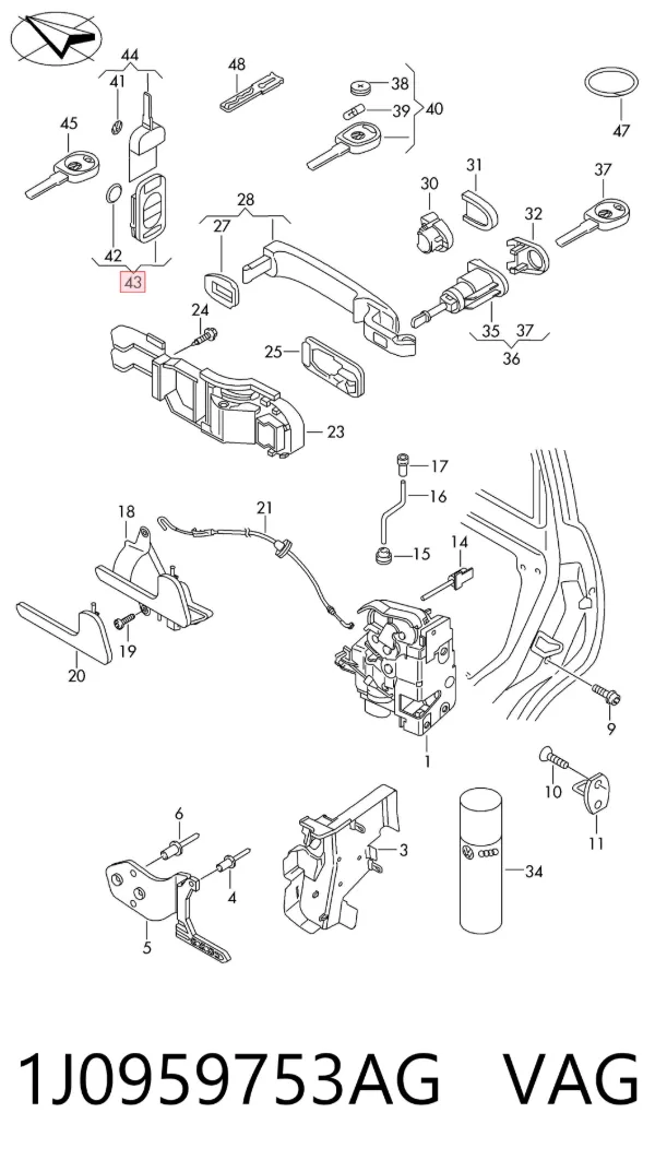 Llavero control de alarma 1J0959753AG VAG