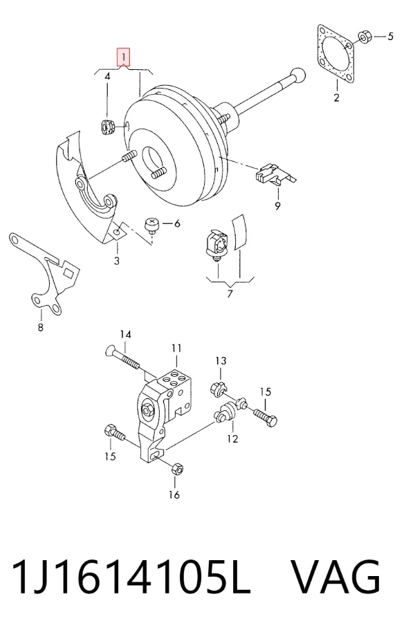 Servofreno 1J1614105L VAG