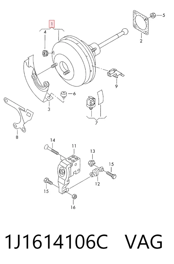 Servofreno 1J1614106C VAG