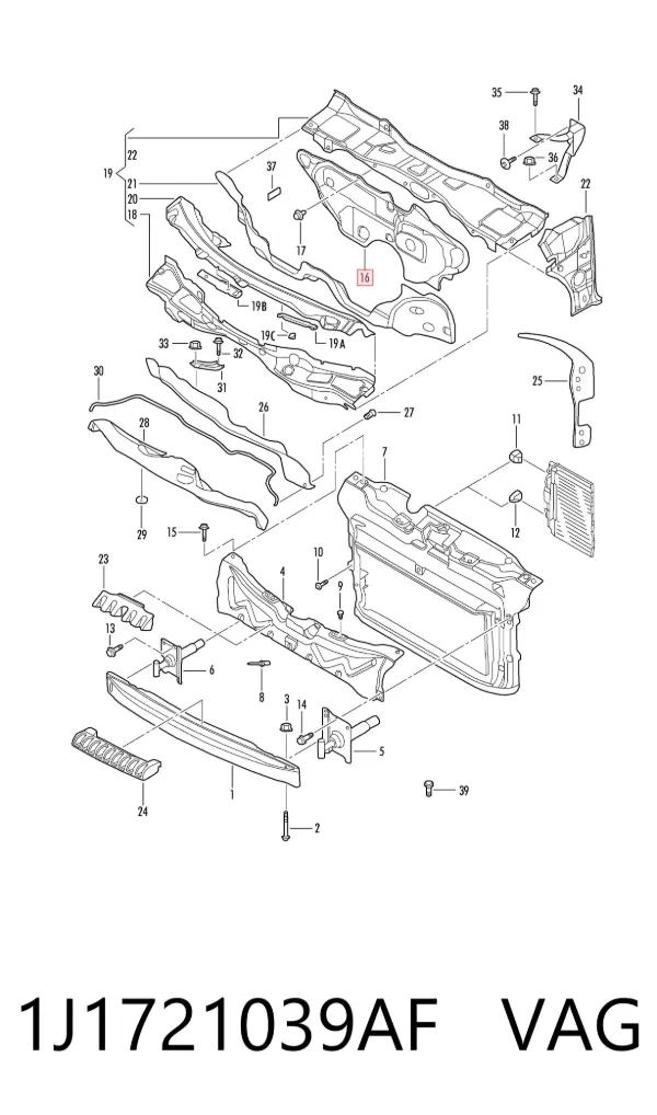 Tabique del compartimiento del motor 1J1721039AF VAG