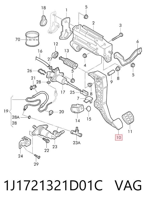 Pedal embrague 1J1721321D01C VAG