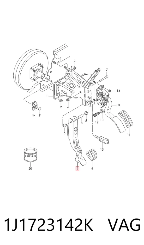 Pedal de freno 1J1723142K VAG