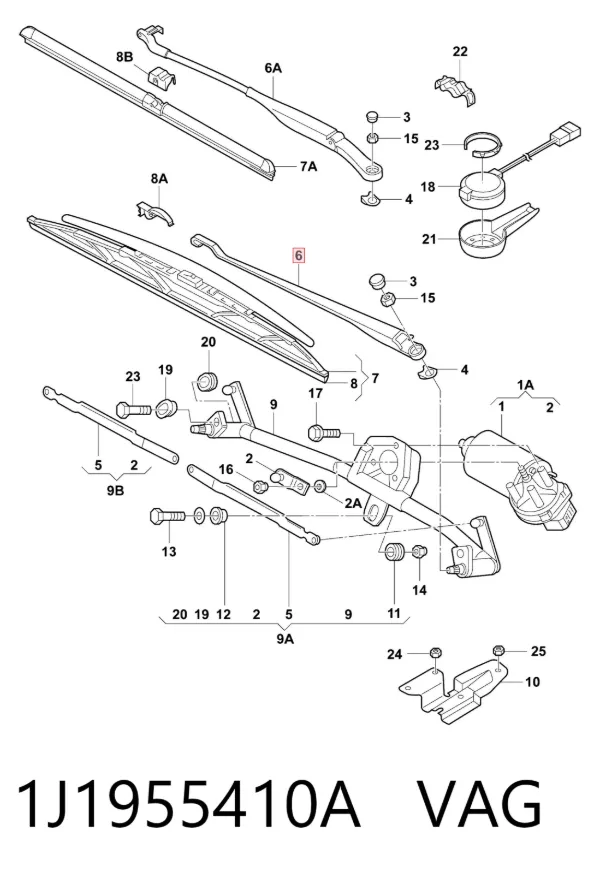 Brazo del limpiaparabrisas 1J1955410A VAG