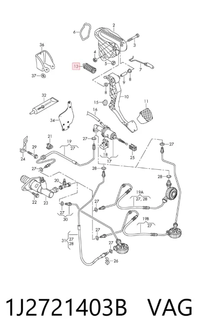 Resorte del pedal de embrague VAG 1J2721403B