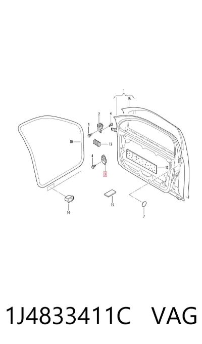 Bisagra de puerta trasera izquierda VAG 1J4833411C