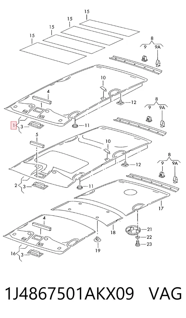 Techo interior 1J4867501AKX09 VAG