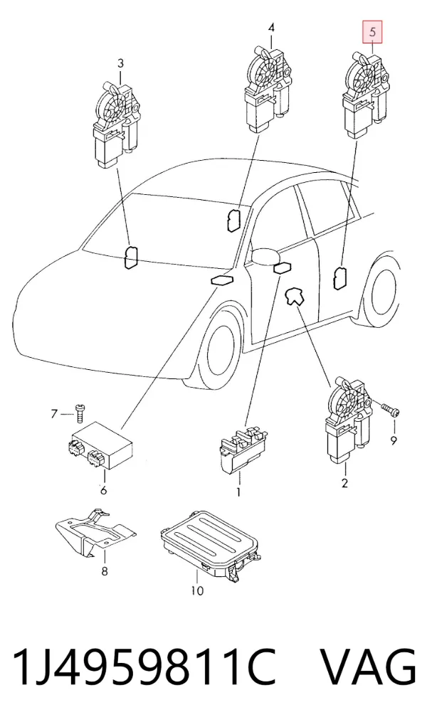 Motor del elevalunas de la puerta trasera izquierda 1J4959811C VAG