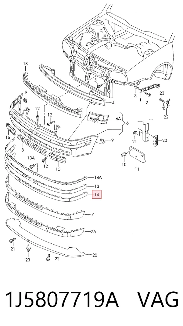 Moldura de parachoques delantero 1J5807719A VAG