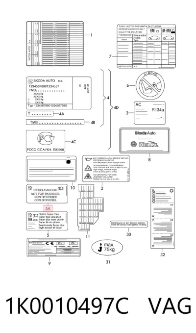 Tapa del depósito de combustible VAG 1K0010497C
