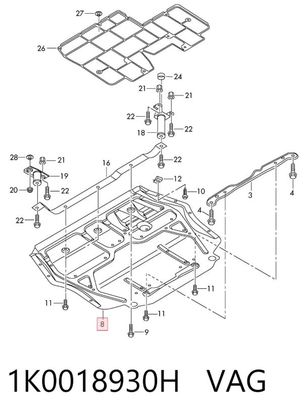 Protección motor / empotramiento 1K0018930H VAG