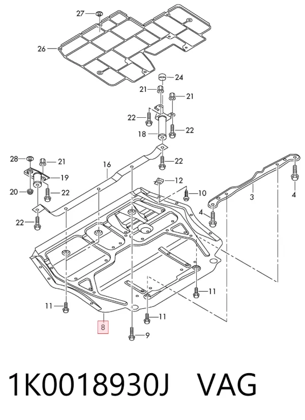 Protección motor / empotramiento 1K0018930J VAG