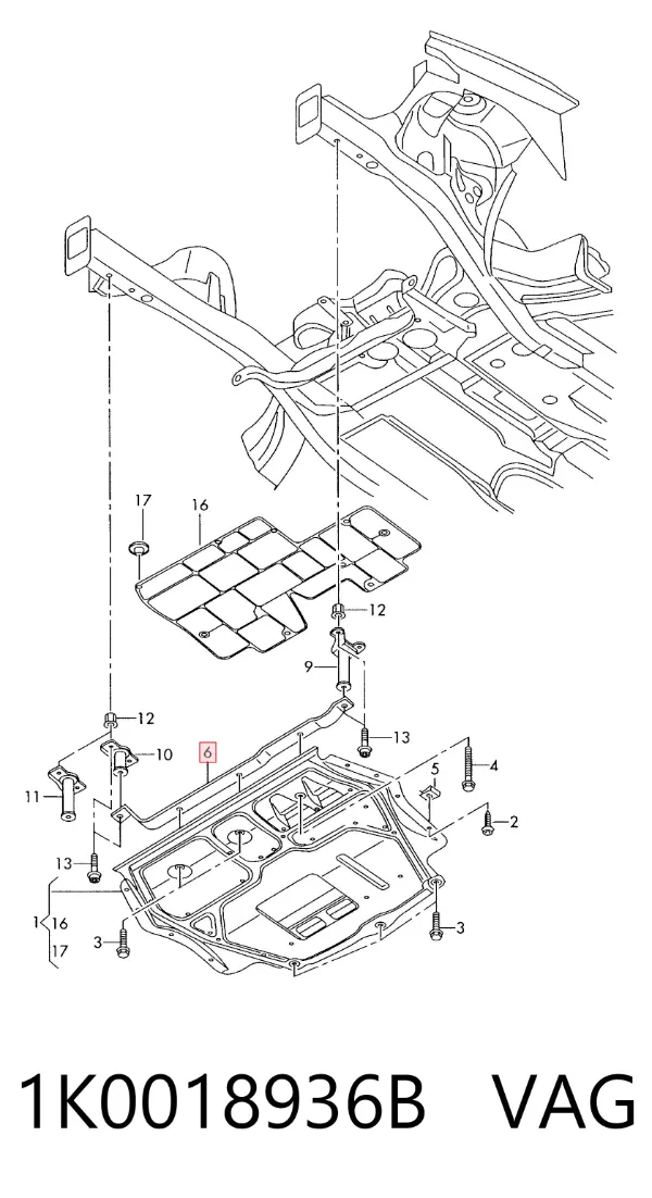 Soporte de protección del motor 1K0018936B VAG