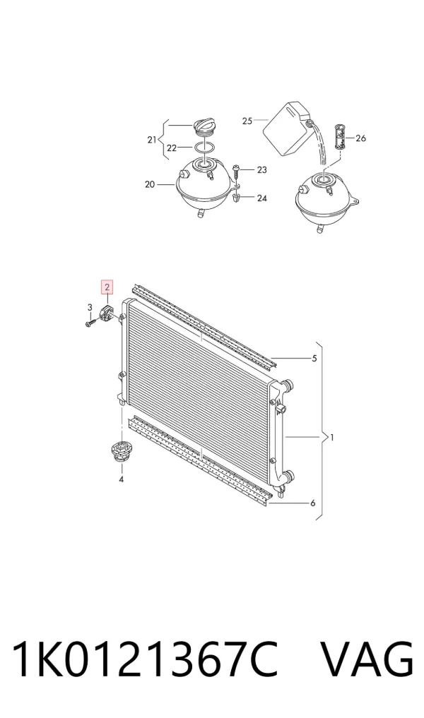 Soporte superior de radiador 1K0121367C VAG