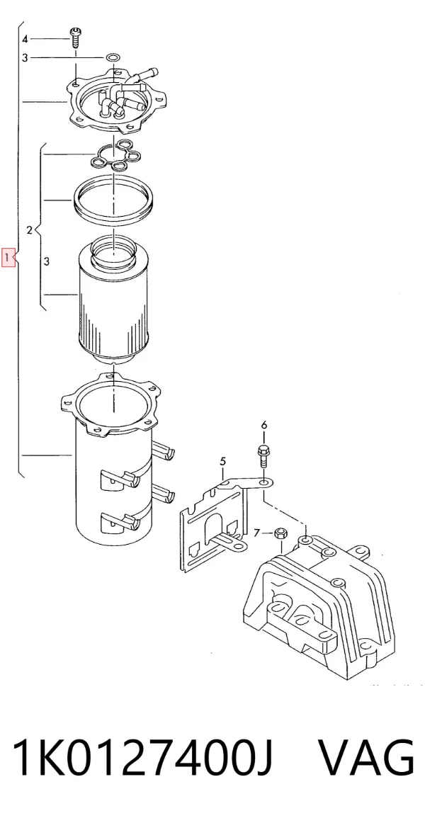 Caja del filtro de combustible 1K0127400J VAG