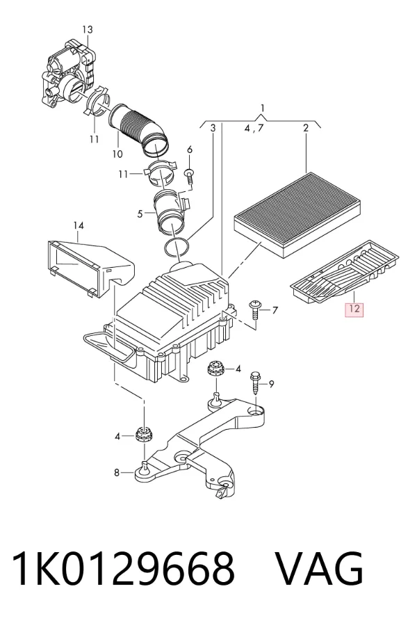 Caja del filtro de aire 1K0129668 VAG