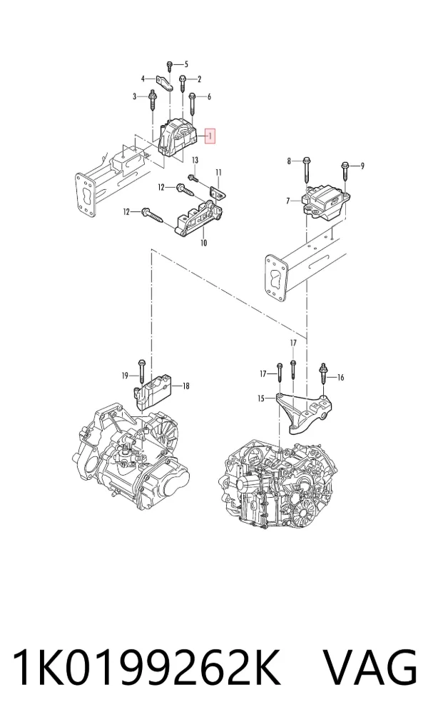 Soporte de motor derecho 1K0199262K VAG