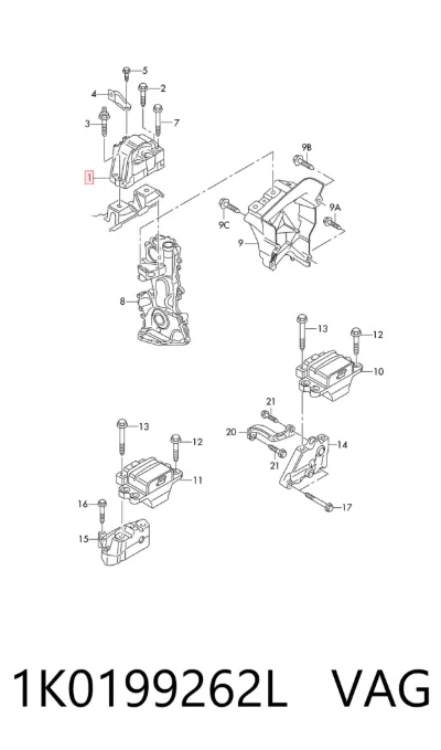 Soporte de motor derecho VAG 1K0199262L