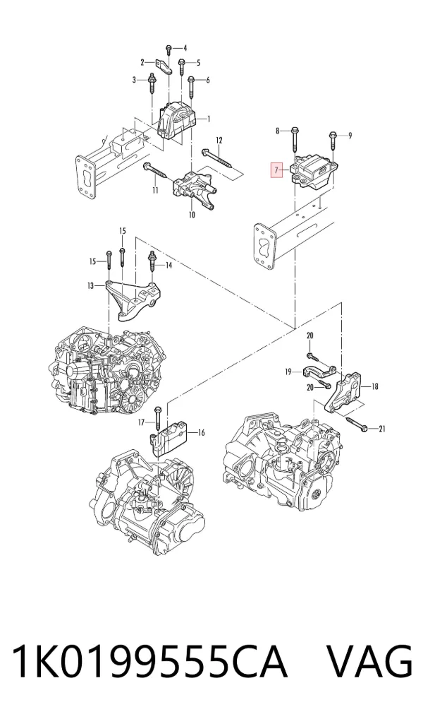 Soporte izquierdo del motor 1K0199555CA VAG