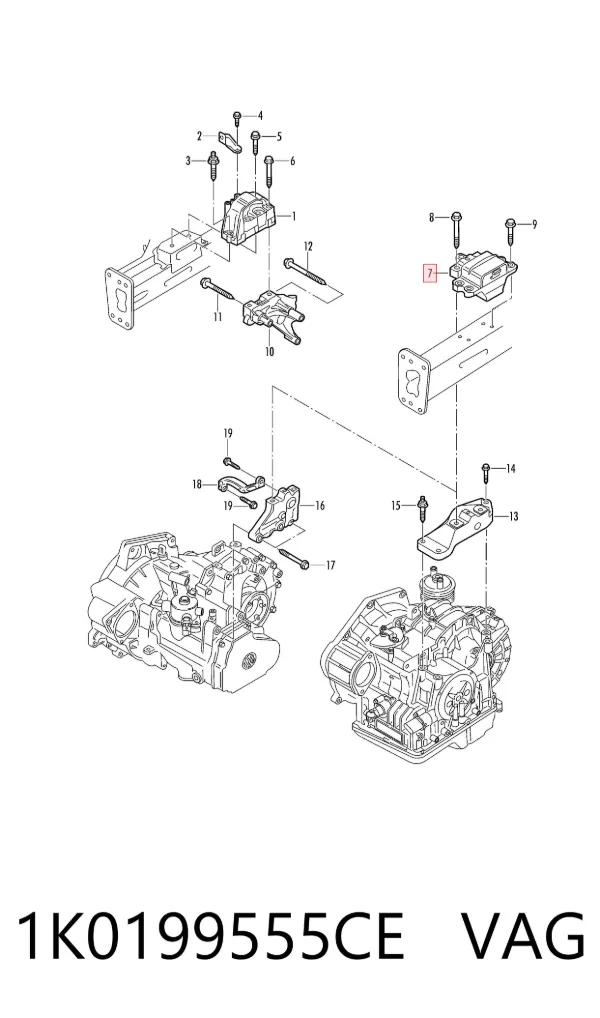 Soporte izquierdo del motor 1K0199555CE VAG
