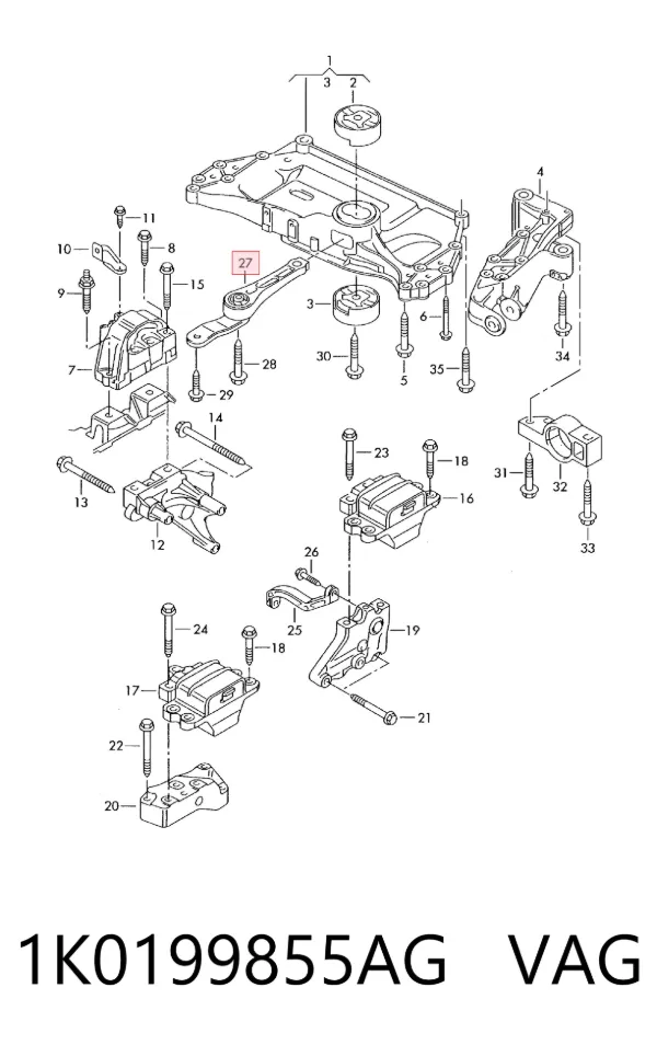 Soporte de motor trasero 1K0199855AG VAG