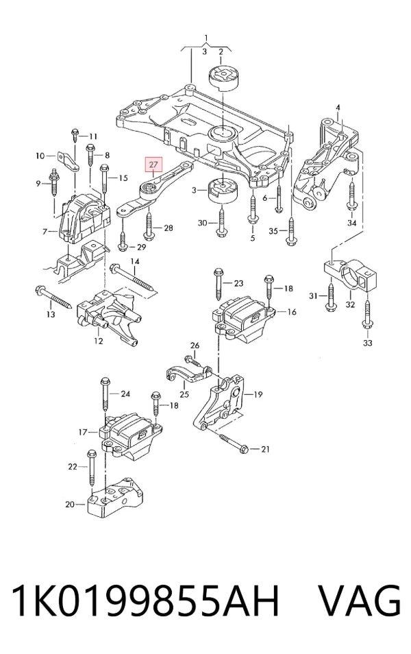 Soporte de motor trasero 1K0199855AH VAG