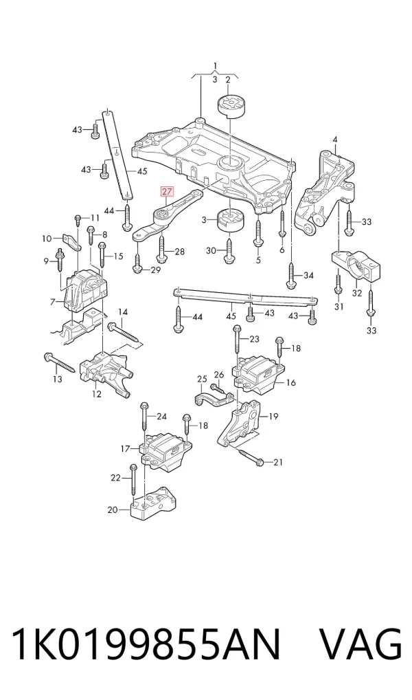 Soporte de motor trasero 1K0199855AN VAG