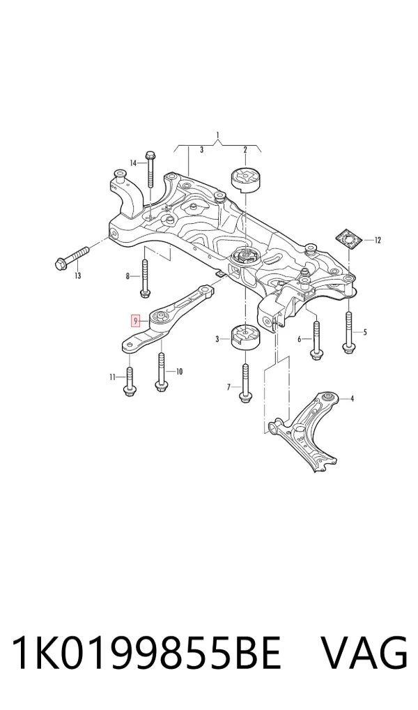Soporte de motor trasero 1K0199855BE VAG