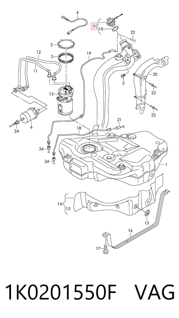 Tapa de depósito de combustible 1K0201550F VAG