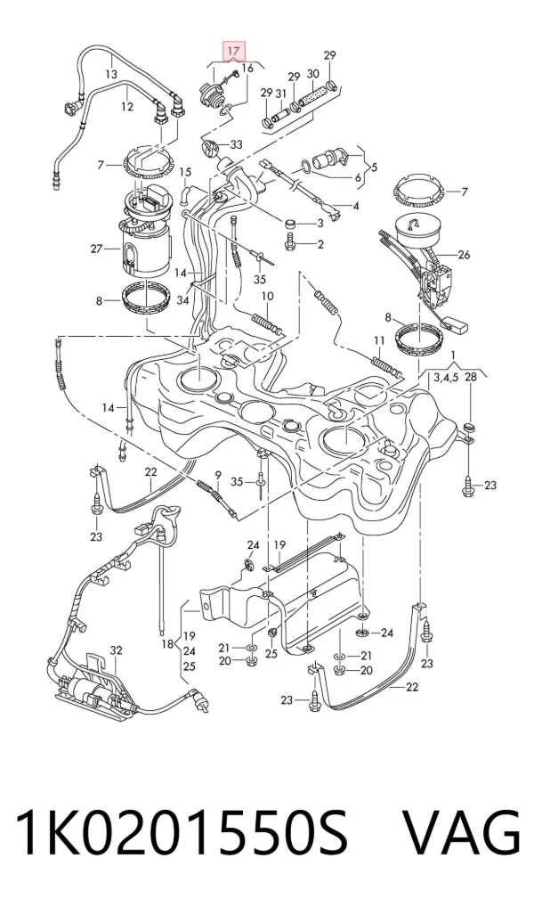 Tapa de depósito de combustible 1K0201550S VAG