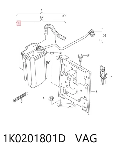 Absorbedor de vapores de combustible VAG 1K0201801D