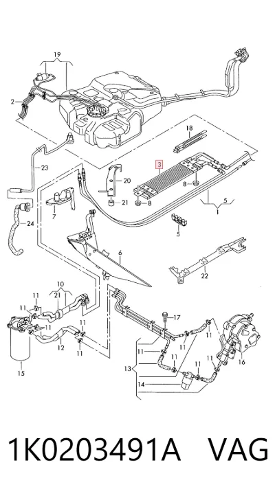 Radiador de enfriamiento de combustible VAG 1K0203491A