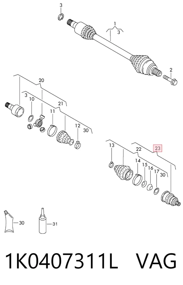 Junta homocinetica 1K0407311L VAG