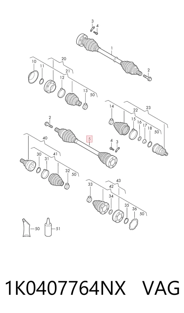 Junta homocinetica 1K0407764NX VAG