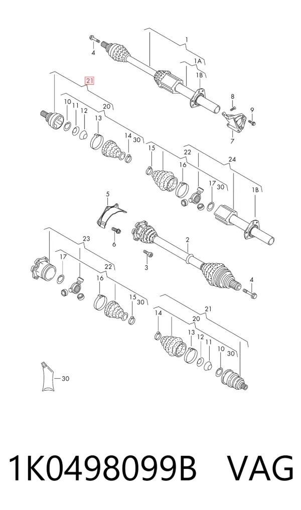 Junta homocinetica 1K0498099B VAG