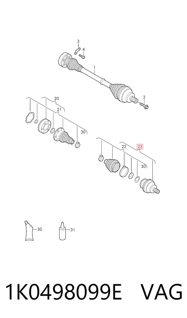 Junta homocinetica 1K0498099E VAG