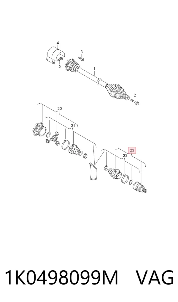 Junta homocinetica 1K0498099M VAG