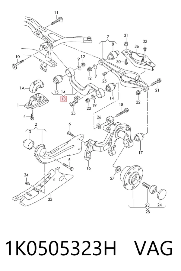Brazo superior de suspensión trasera izquierdo/derecho 1K0505323H VAG
