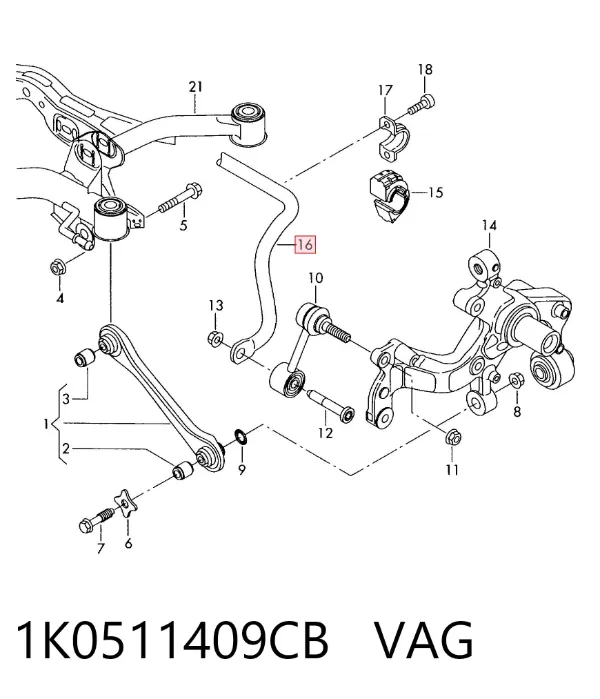 Estabilizador trasero 1K0511409CB VAG