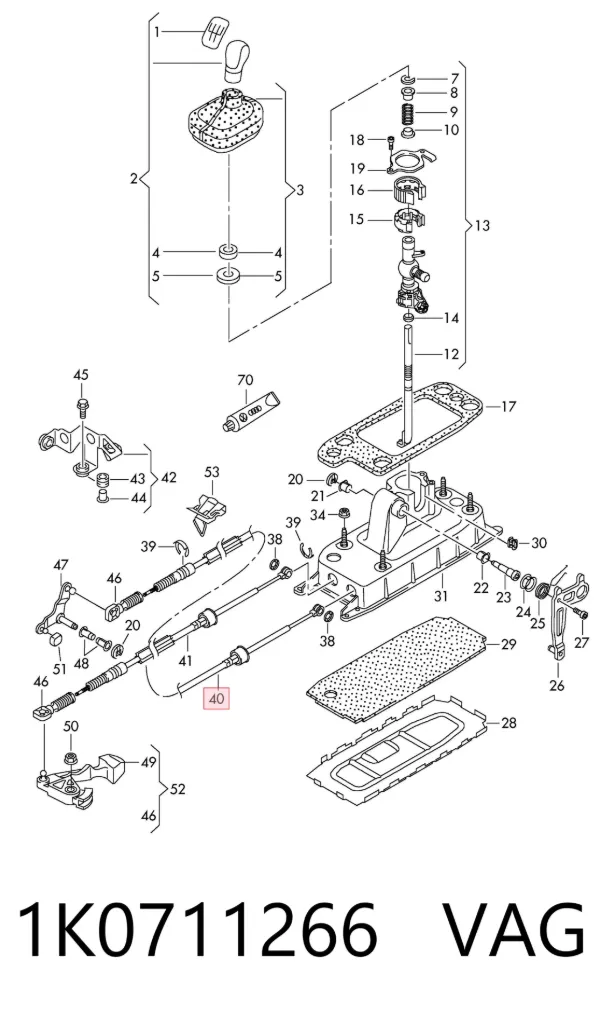 Cable de caja de cambios 1K0711266 VAG