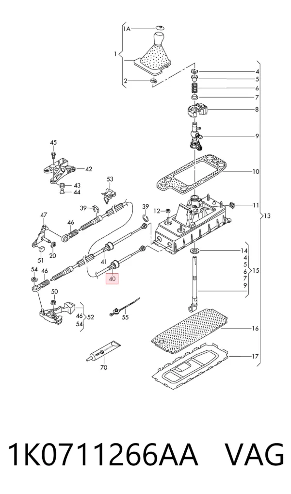 Cable de caja de cambios 1K0711266AA VAG