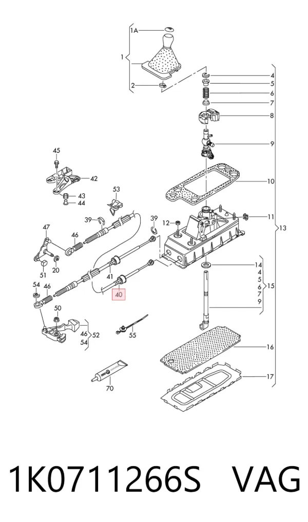 Cable de caja de cambios 1K0711266S VAG